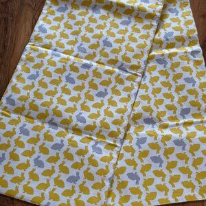 Cynthia Rowley Yellow & Gray Rabbit Print Table Runner Cotton 71" X 15" Spring